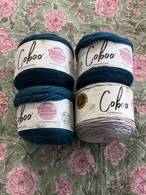 Coboo Cotton Blend Yarn - Steel Blue and Silver - 4 Pack